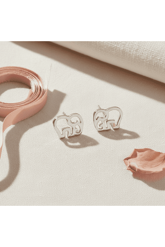 Elephant Earrings, Sterling Silver, Elephant Studs