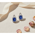thumbnail image 1 of SilverCloseOut Rhodium Plated Sterling Silver Womens Large Emerald Cut Blue Cz Halo Stud Earrings - 14mm, 1 of 4