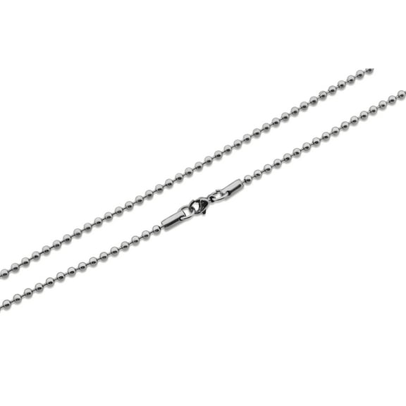 SilverCloseOut Stainless Steel Beaded Dog Tag Chain Unisex Adult Teens 3.0mm 20"