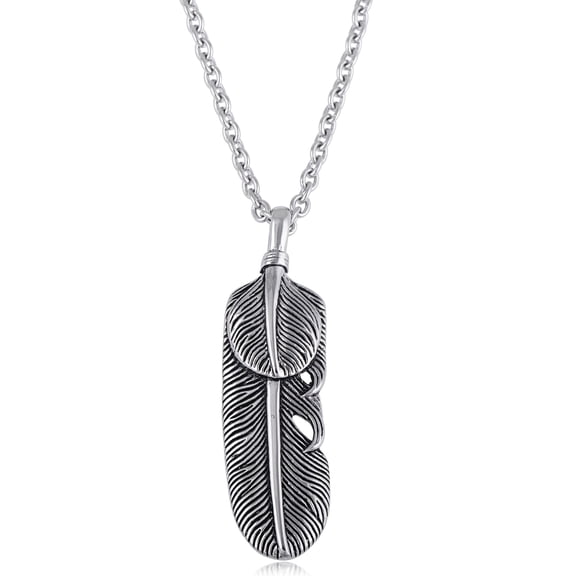 SilverCloseOut Stainless Steel Feather Necklace for  Women and Teens