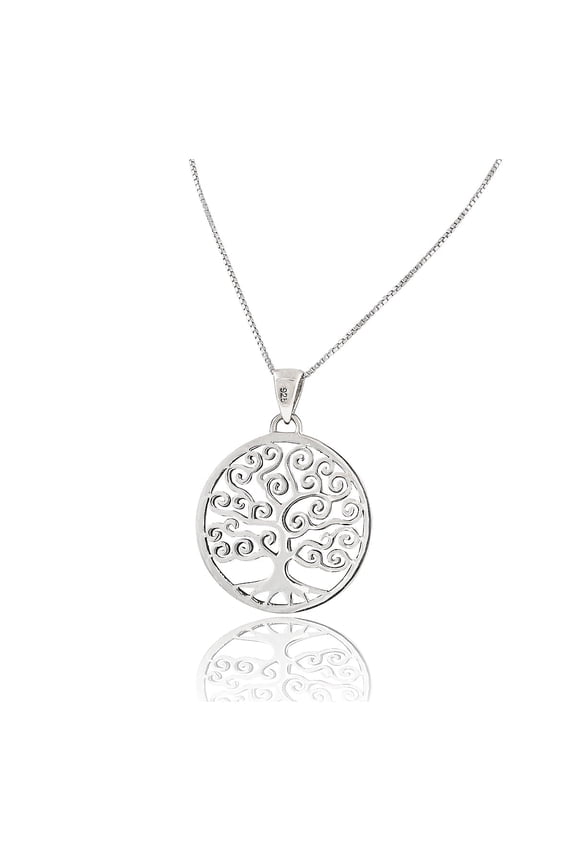 Sterling Silver Big Celtic Tree of Life Charm Necklace