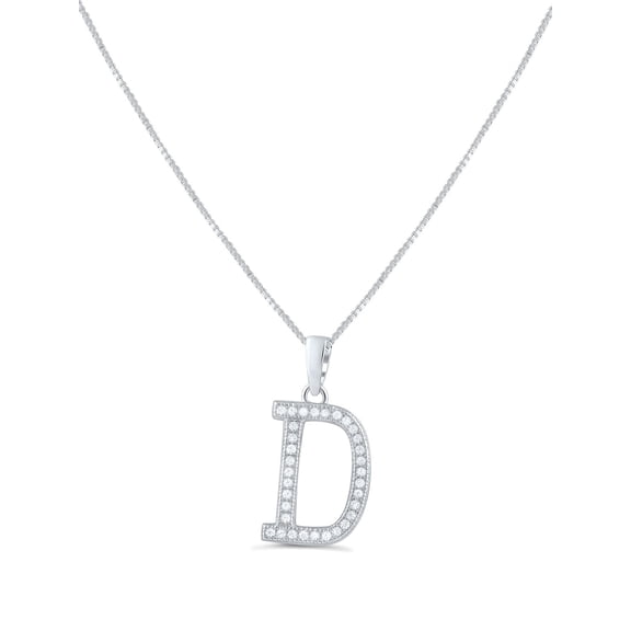 SilverCloseOut Sterling Silver Cz Initial D Charm Necklace