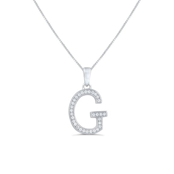SilverCloseOut Sterling Silver Cz Initial G Charm Necklace