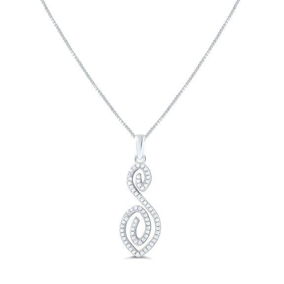 SilverCloseOut Sterling Silver CZ Letter S Initial Charm Necklace