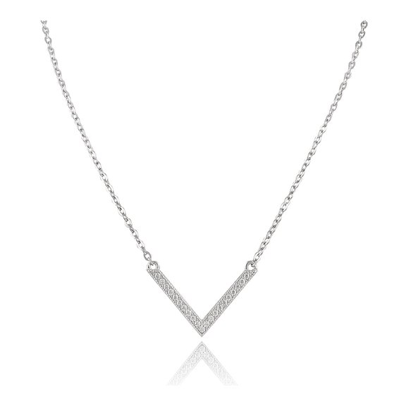 SilverCloseOut Sterling Silver Cz V Necklace