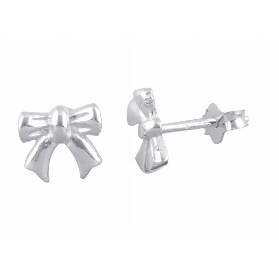 SilverCloseOut Sterling Silver Teens Small Bow Stud Earrings 0.31in