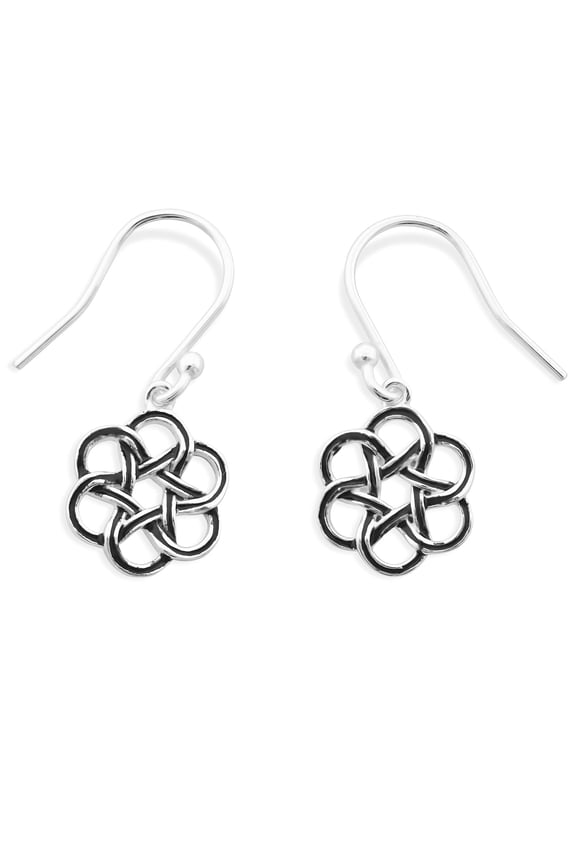 Sterling Silver Teens Celtic Flower Dangle Earrings