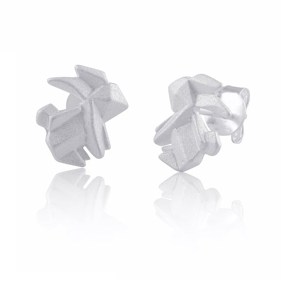 SilverCloseOut Sterling Silver Origami Bunny Rabbit Stud Earrings