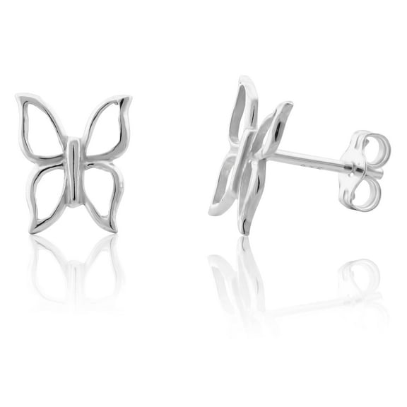 SilverCloseOut Sterling Silver Teens Small Butterfly Stud Earrings 8mm