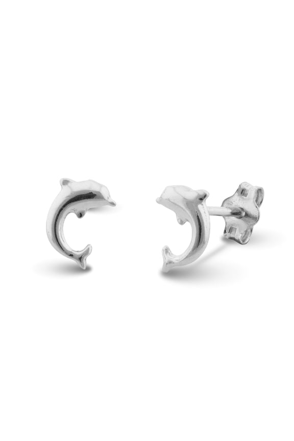 Sterling Silver Small Dolphin Stud Earrings