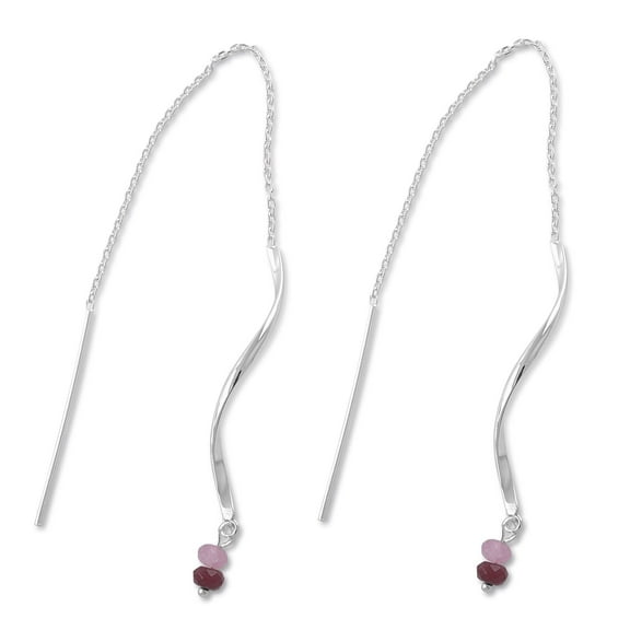 SilverCloseOut Sterling Silver Teens Twisted Bead Threader Dangle Earrings