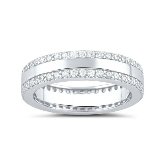 SilverCloseOut Sterling Silver Unisex CZ Striped Eternity Ring - Size 10