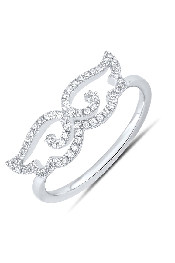 Sterling Silver,Cz Angle Wings Ring