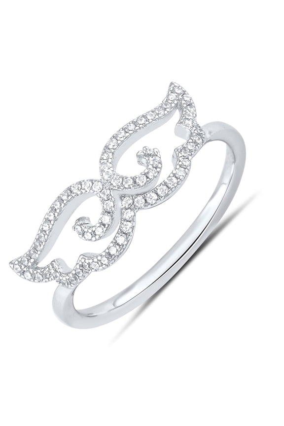 Sterling Silver Women Cz Angle Wings Ring - Size 8