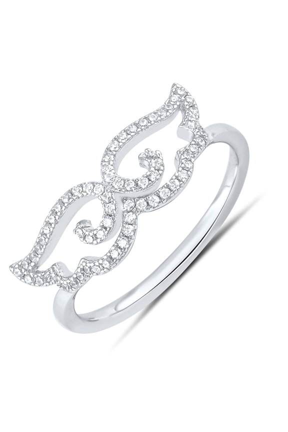 Sterling Silver Women Cz Angle Wings Ring - Size 9