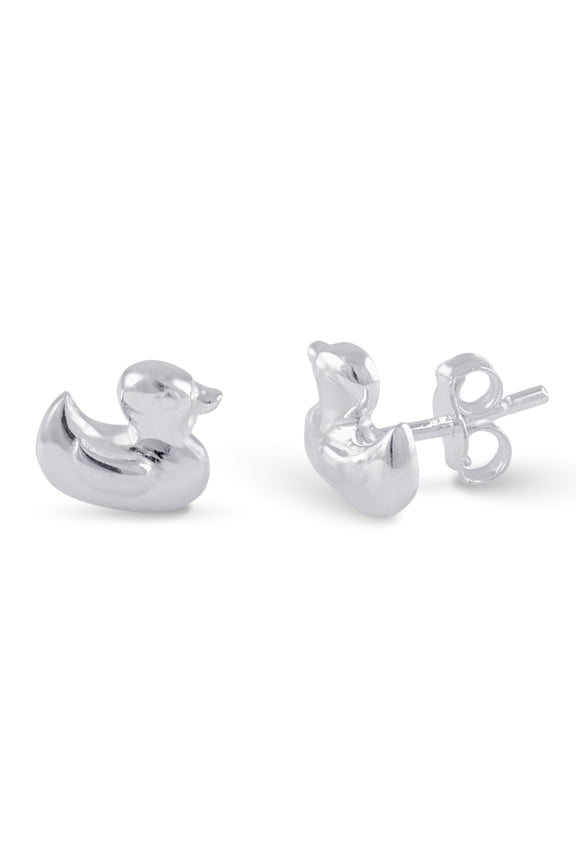 Duck Stud Earrings, Sterling Silver, Earrings