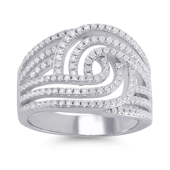 SilverCloseOut Sterling Silver CZ Swirl Ring