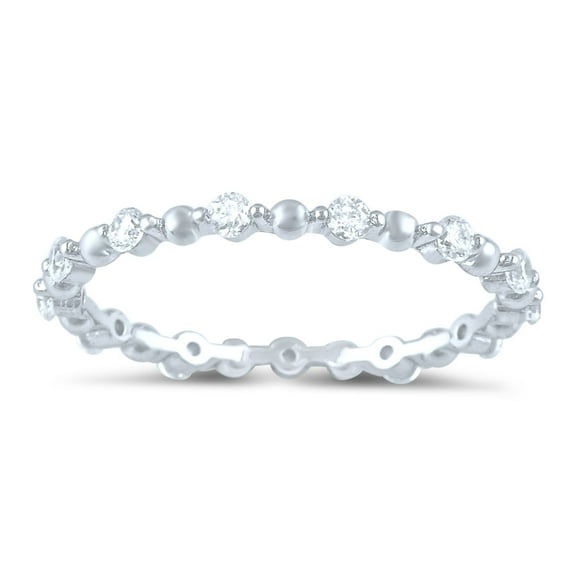 SilverCloseOut Sterling Silver Womens CZ Thin Eternity Ring - Size 5