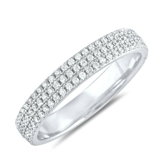 SilverCloseOut Sterling Silver Womens CZ Wide Eternity Ring Size 10