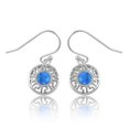 thumbnail image 1 of SilverCloseOut Sterling Silver Women Created Blue Opal Greek Key Dangle Earrings for Teens, 1 of 2