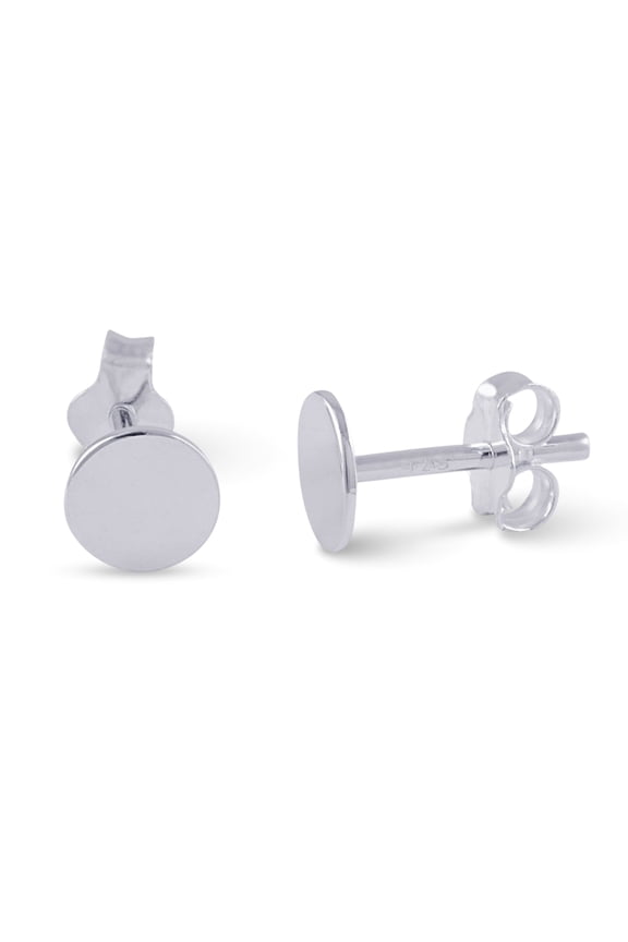 Dainty Round Disc Circle Dot Sterling Silver Women's Earrings