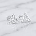 thumbnail image 1 of SilverCloseOut Rhodium Plated Sterling silver Celtic Triquetra Knot Stud Earrings for Womens and Teens, 1 of 9