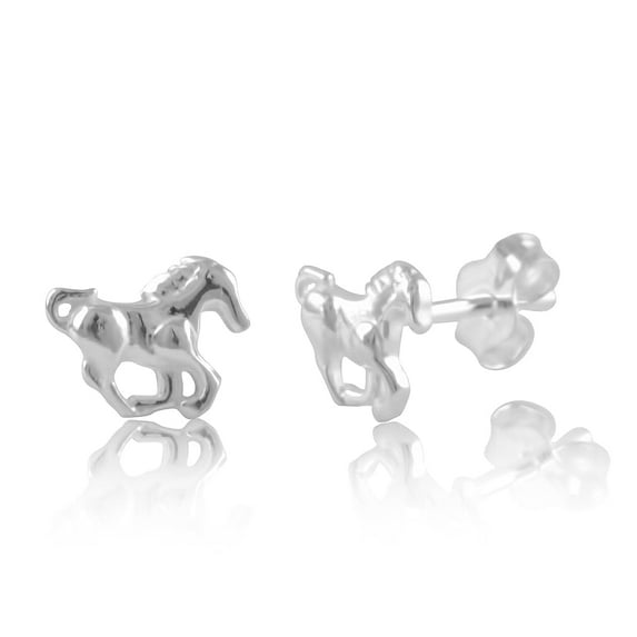 SilverCloseOut Sterling Silver Womens Small Horse Stud Earrings 0.23in
