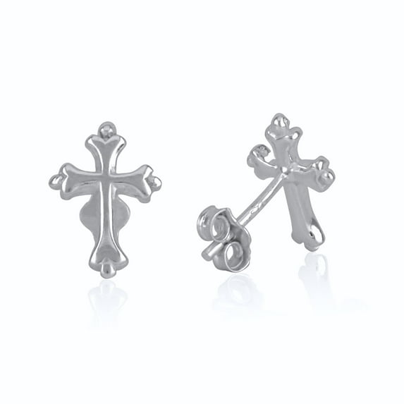 SilverCloseOut Traditional Cross, Sterling Silver, Christian Earrings for Women, 0.51in