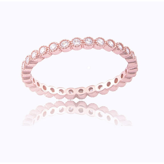 SilverCloseOut Womens Cz Rose Gold Dipped Eternity Ring - Size 11