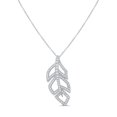 thumbnail image 1 of SilverCloseOut Womens Feather Cz Diamond Necklace, 18" Box Chain, Sterling Silver, 1 of 7