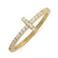 thumbnail image 1 of SilverCloseOut Yellow Gold Plated Silver Cz Thin Stackable Sideways Cross Ring - Size 7, 1 of 7