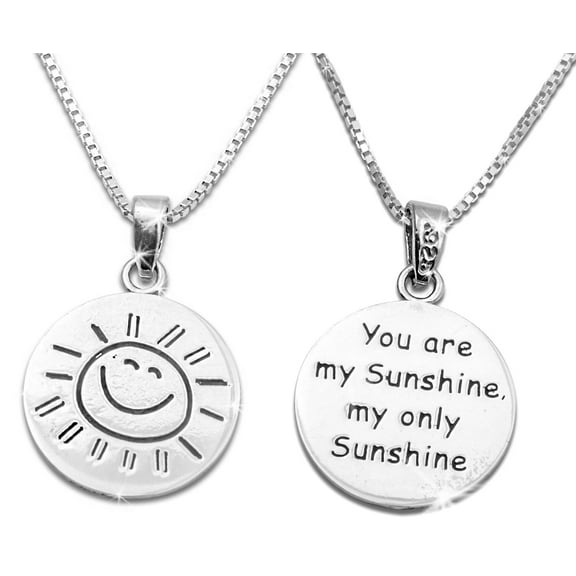 SilverCloseOut "You Are My Sunshine" Women's White Gold Over Sterling Silver Charm Necklace