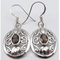 thumbnail image 1 of SilverStarJewel 0925 Solid Silver Brown Smoky Quartz Latest Style Celtic Earrings 1.4" Handwork, 1 of 3