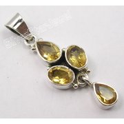 SilverStarJewel 925 Pure Silver Beautiful Citrine Semi Precious Gemstone Pendant 1 5/8"