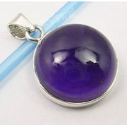 SILVERSTARJEWEL 925 Pure Silver Cabochon Amethyst Gem Traditional Pendant 1.1" Factory Direct