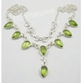 thumbnail image 1 of SilverStarJewel 925 Pure Silver Cabochon Green Peridot Drops Large Necklace 17.7" Personalised, 1 of 2