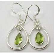 SILVERSTARJEWEL 925 Pure Silver Factory Direct Gift ! Original Peridot Earrings 1.4" Jewelry