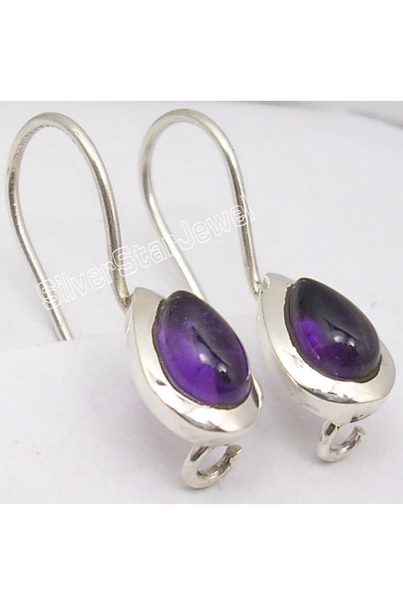 925 Pure Silver Purple Amethyst Women's Teardrop Earrings 1" Jewelry Store