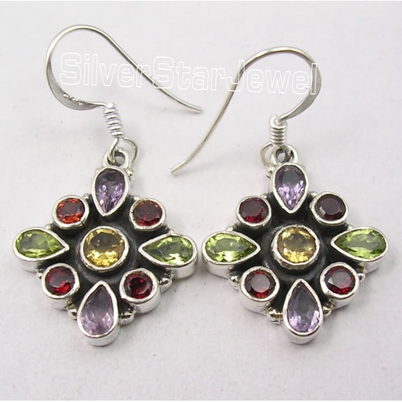 SilverStarJewel 925 Silver Amethyst, Citrine, Garnet, Peridot Women Gift For Mom Jewelry