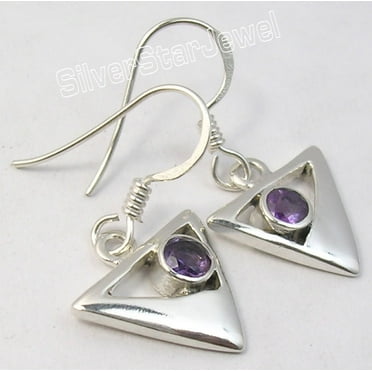 SilverStarJewel 925 Silver Amethyst Earrings 1.1" Proposal Handmade Jewelry
