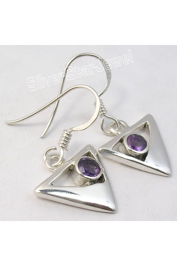 925 Silver Amethyst Earrings 1.1" Proposal Handmade Jewelry
