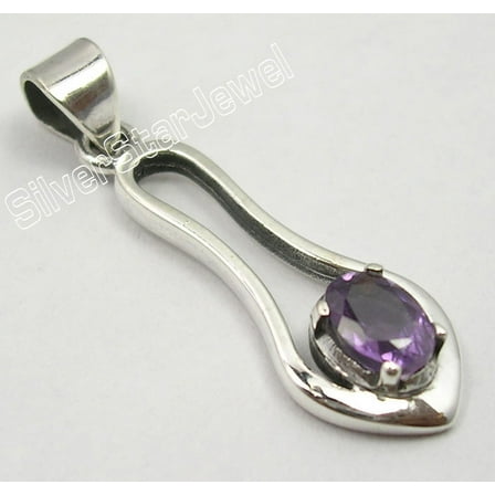 SilverStarJewel 925 Silver Amethyst Pendant 1.5" Women's Wholesale Jewelry