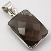 SilverStarJewel 925 Silver Genuine Smoky Quartz Wonderful Women Pendant 1.1 inch