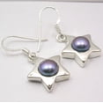 thumbnail image 1 of SilverStarJewel 925 Silver Grey Pearl Earrings 1.2" Gemstone Wholesale Jewelry, 1 of 3