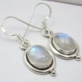 thumbnail image 1 of SilverStarJewel 925 Silver Rainbow Moonstone Earrings 1.3" Women Art Jewellery, 1 of 3