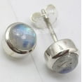 thumbnail image 1 of SilverStarJewel 925 Silver Rainbow Moonstone Lovely Stud Earrings 0.8CM, 1 of 3