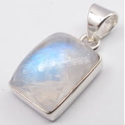 SilverStarJewel 925 Solid Silver Beautiful Rainbow Moonstone Unisex Jewelry Pendant 1"