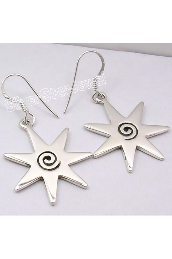 925 Solid Silver Beautiful Spiral Dangle Earrings 1.7" Factory Direct Jewelry