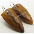 thumbnail image 1 of SilverStarJewel .925 Solid Silver Brown Tiger's Eye Gemset Bestseller Triangle Earrings 1.5", 1 of 3
