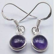 SILVERSTARJEWEL 925 Solid Silver Cabochon Amethyst Handcrafted Earrings 1 1/8" Item